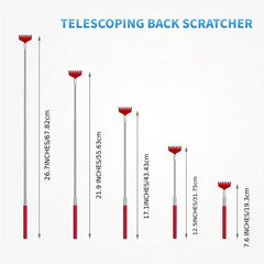 Telescopic Stainless Steel Back Scratcher Hand Massager w/ Pocket Clip