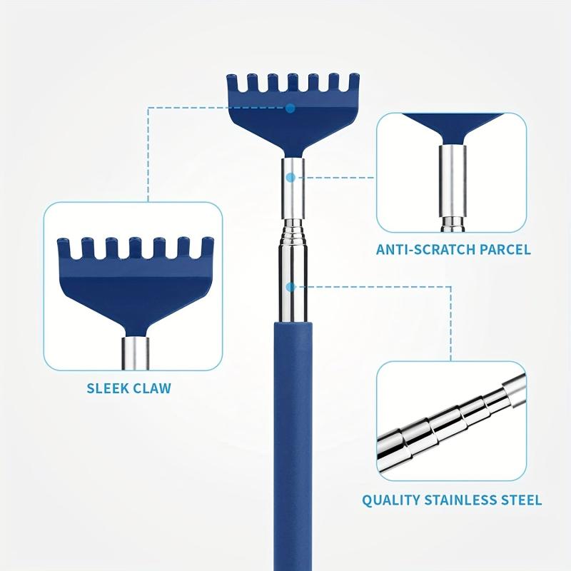 Telescopic Stainless Steel Back Scratcher Hand Massager w/ Pocket Clip