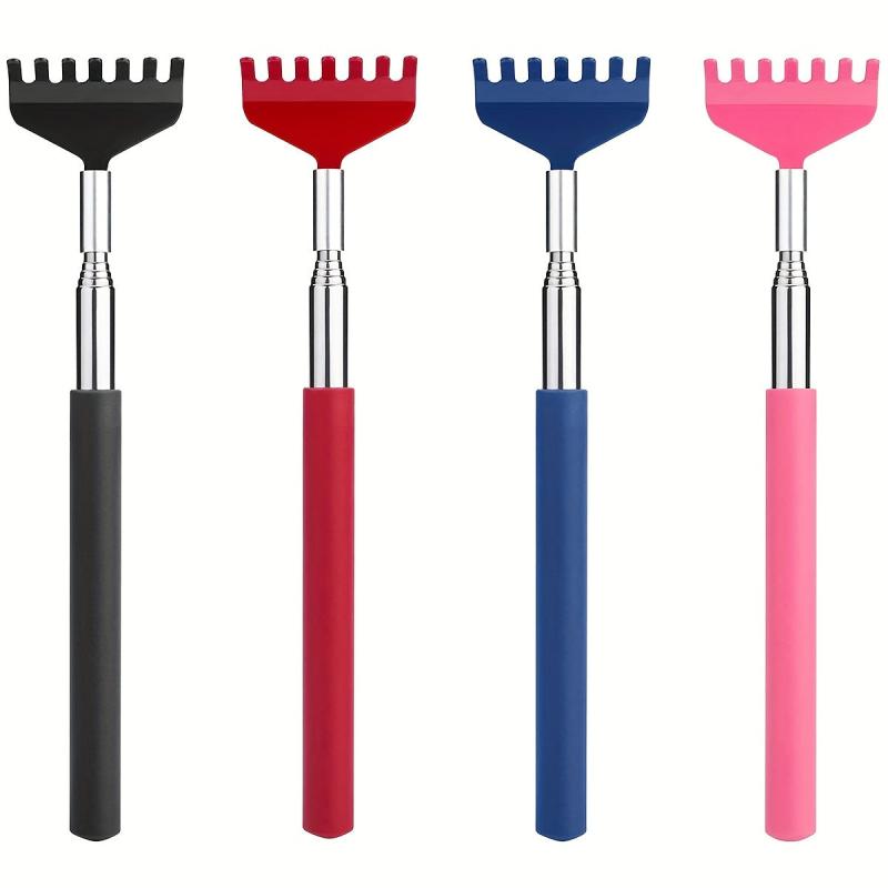 Telescopic Stainless Steel Back Scratcher Hand Massager w/ Pocket Clip