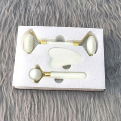 3pcs Natural Stone Gua Sha Facial Roller Jade Stone Massage Board Beauty