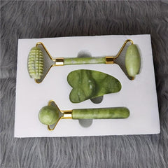 3pcs Natural Stone Gua Sha Facial Roller Jade Stone Massage Board Beauty