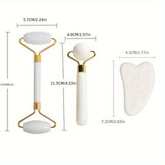 3pcs Natural Stone Gua Sha Facial Roller Jade Stone Massage Board Beauty
