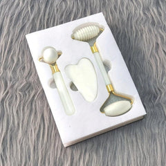 3pcs Natural Stone Gua Sha Facial Roller Jade Stone Massage Board Beauty