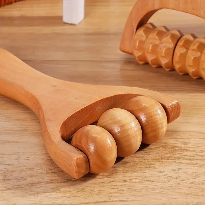 Mini Wooden Roller Massager Neck Shoulder Leg Hand Massage Tool