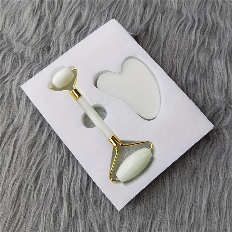 Natural Stone Roller Scraping Set Massage Roller Jade Stone Set