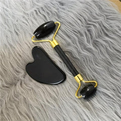 Natural Stone Roller Scraping Set Massage Roller Jade Stone Set
