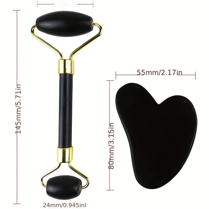 Natural Stone Roller Scraping Set Massage Roller Jade Stone Set