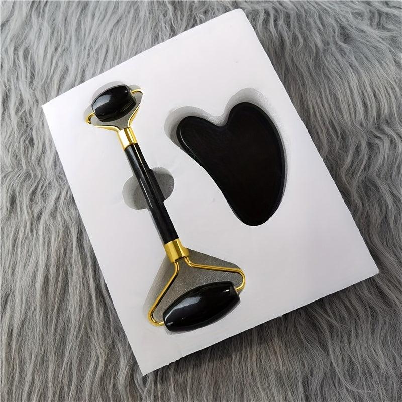 Natural Stone Roller Scraping Set Massage Roller Jade Stone Set