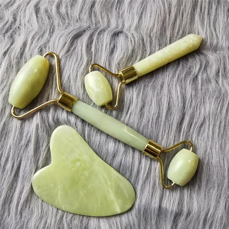 3pcs Natural Jade Stone Facial Gua Sha Massage Set