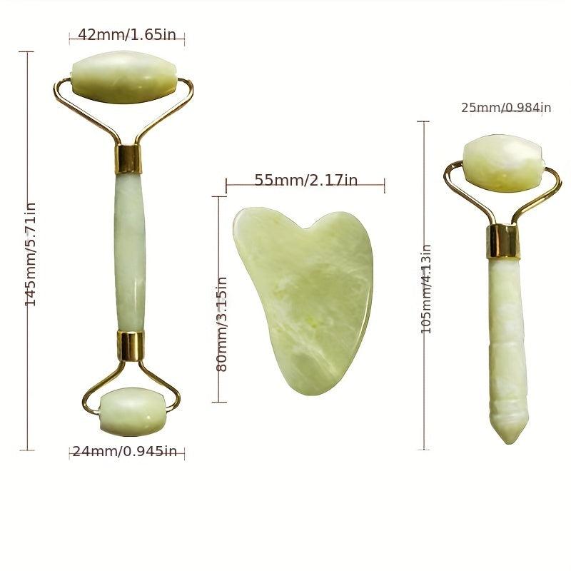 3pcs Natural Jade Stone Facial Gua Sha Massage Set