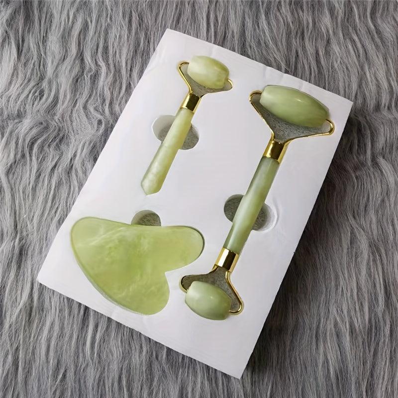 3pcs Natural Jade Stone Facial Gua Sha Massage Set
