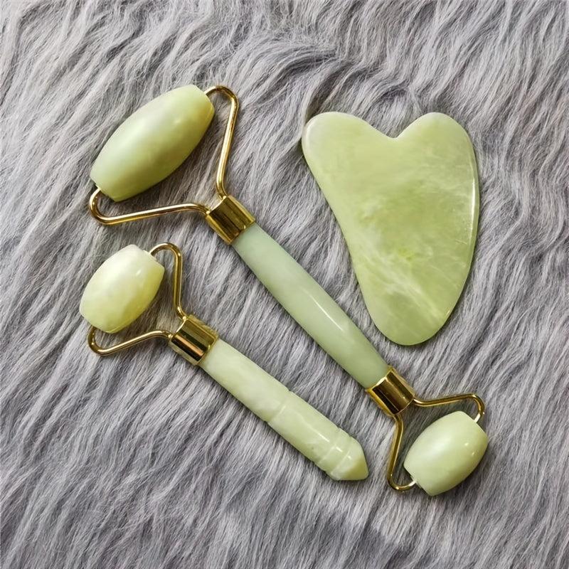 3pcs Natural Jade Stone Facial Gua Sha Massage Set