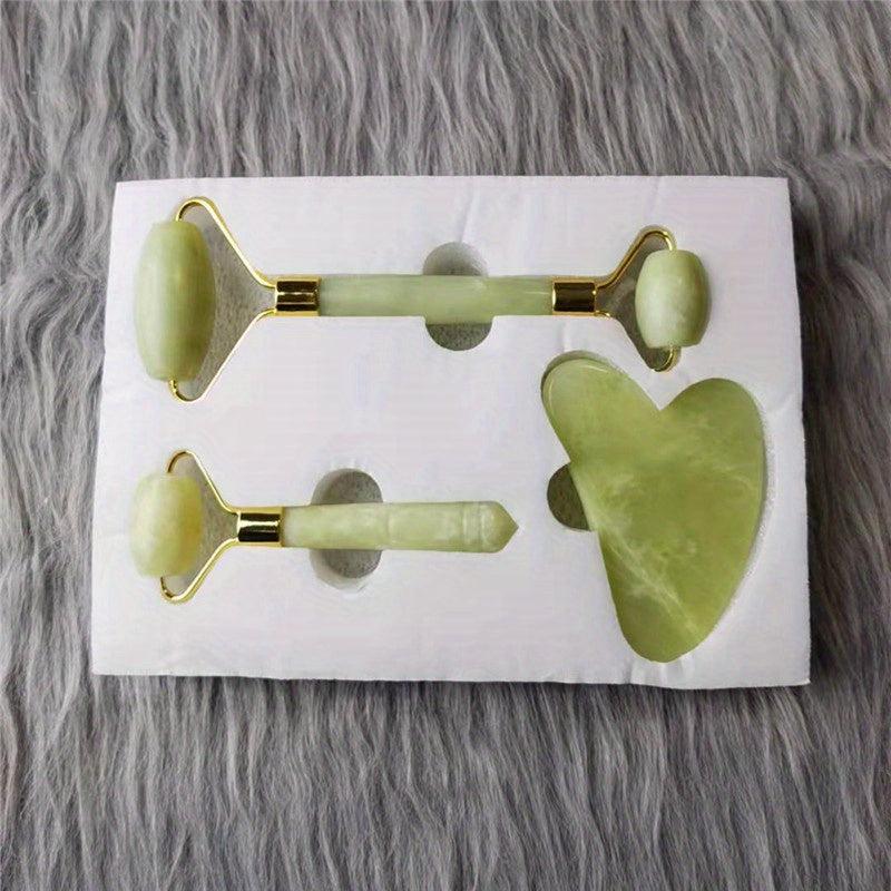 3pcs Natural Jade Stone Facial Gua Sha Massage Set