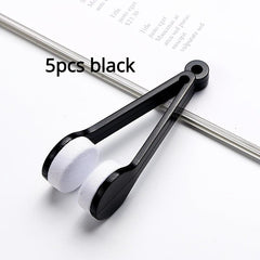 Mini Tool Eyeglass Sun Glasses Microfiber Cleaner Soft Brush Clip