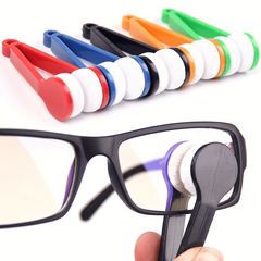 Mini Tool Eyeglass Sun Glasses Microfiber Cleaner Soft Brush Clip