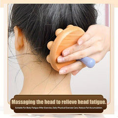 Wooden Massage Brush with 12 Smooth Beads for Body Shaping Meridians Unblocking