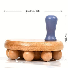 Wooden Massage Brush with 12 Smooth Beads for Body Shaping Meridians Unblocking