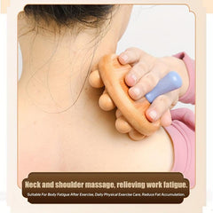Wooden Massage Brush with 12 Smooth Beads for Body Shaping Meridians Unblocking