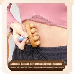 Wooden Massage Brush with 12 Smooth Beads for Body Shaping Meridians Unblocking