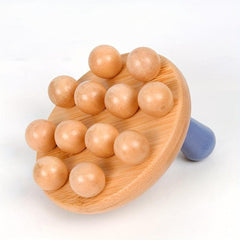 Wooden Massage Brush with 12 Smooth Beads for Body Shaping Meridians Unblocking