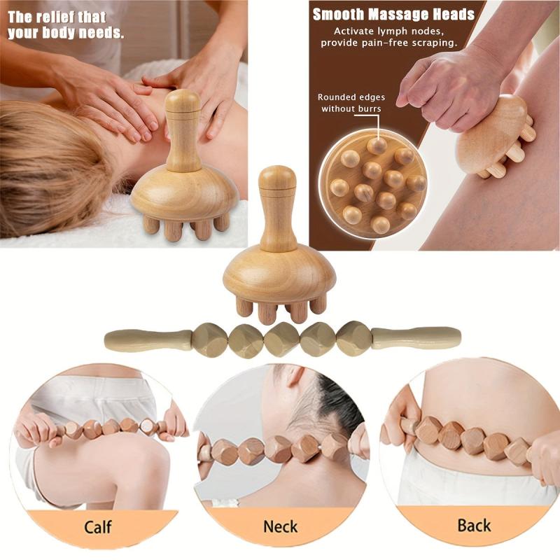 2pcs Wood Mushroom Massager Wooden Massage Stick Wood Massager