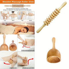 Handheld Wood Roller Massage Tool for Trigger Point Relief