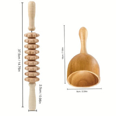 Handheld Wood Roller Massage Tool for Trigger Point Relief