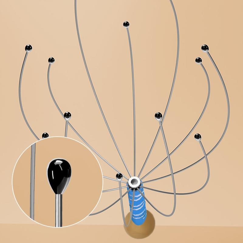 Silver Octopus Head Massager for Scalp and Back Scratching