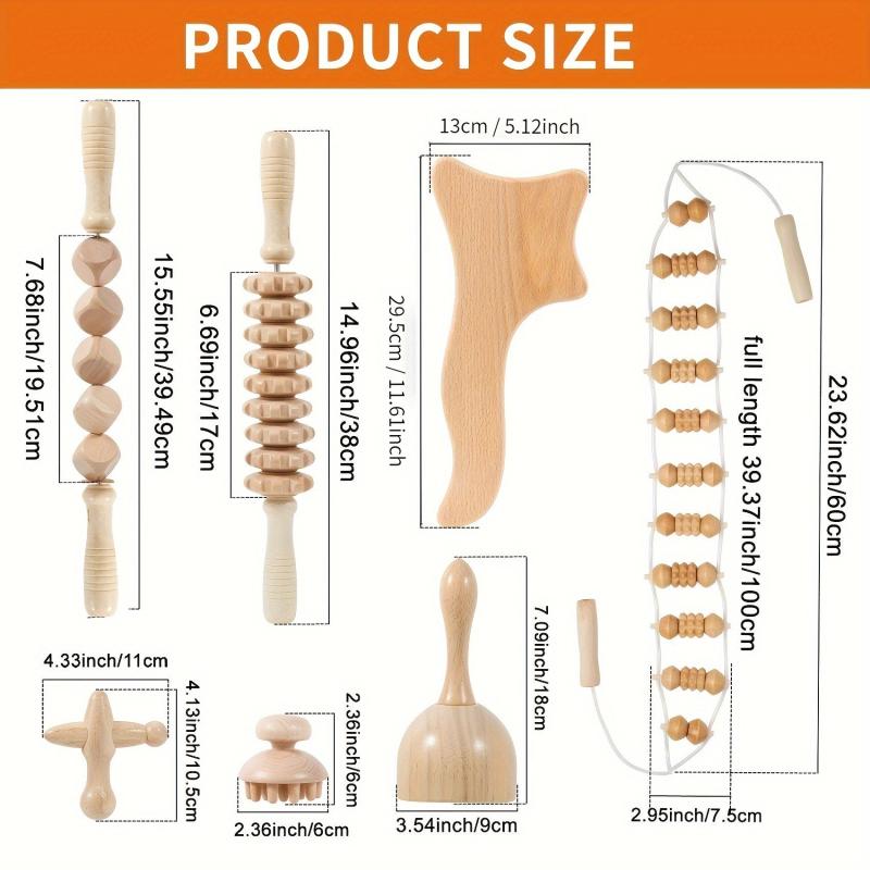 7pcs Wooden Body Massage Tools for Lymphatic Drainage & Shaping
