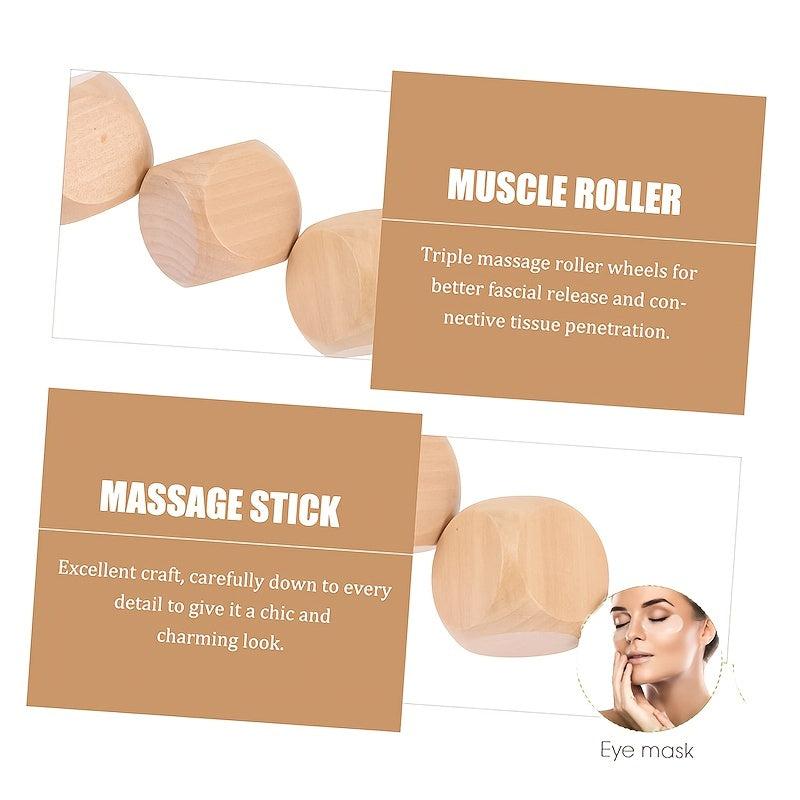 Wooden Trigger Point Massager Stick Roller for Whole Body Massage