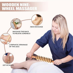 Wood Massager Straight Nine Wheels For Muscle Relaxation