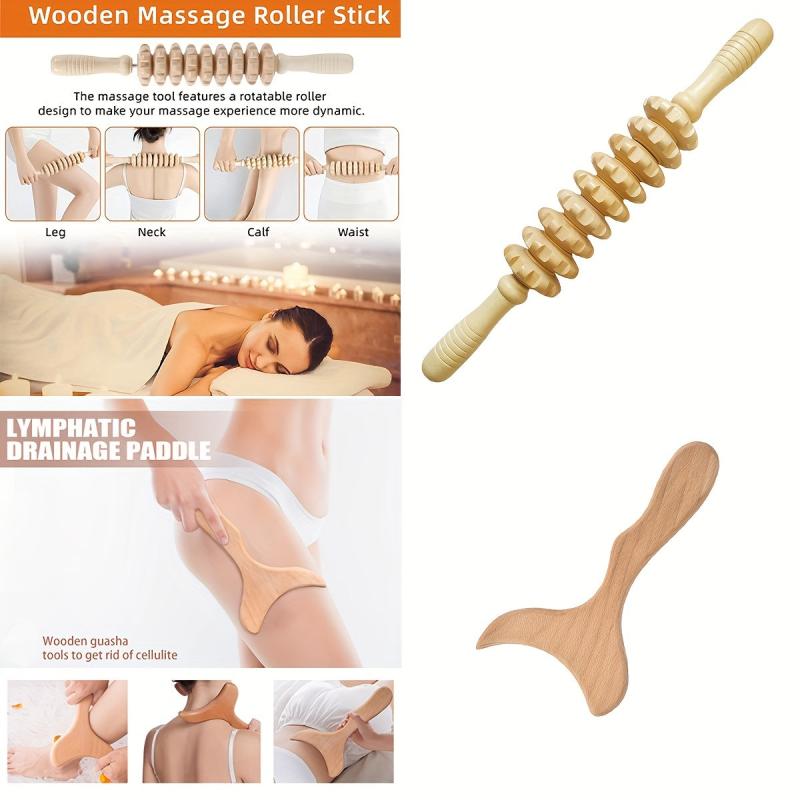 Wood Massager Straight Nine Wheels For Muscle Relaxation
