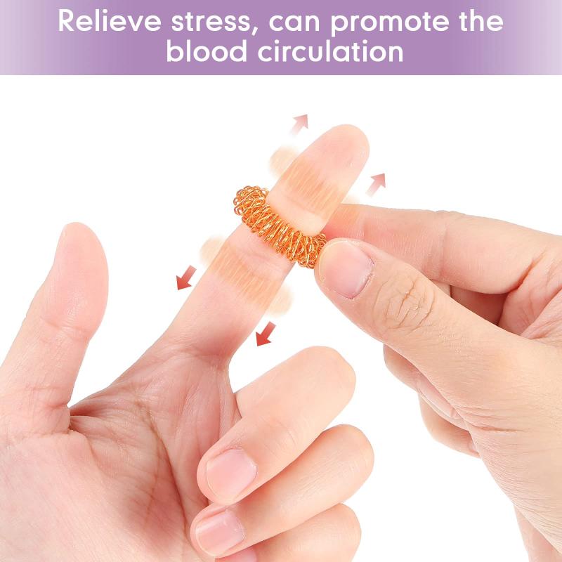 Finger Acupressure Rings - Stress Reducer Massager Fidget Ring