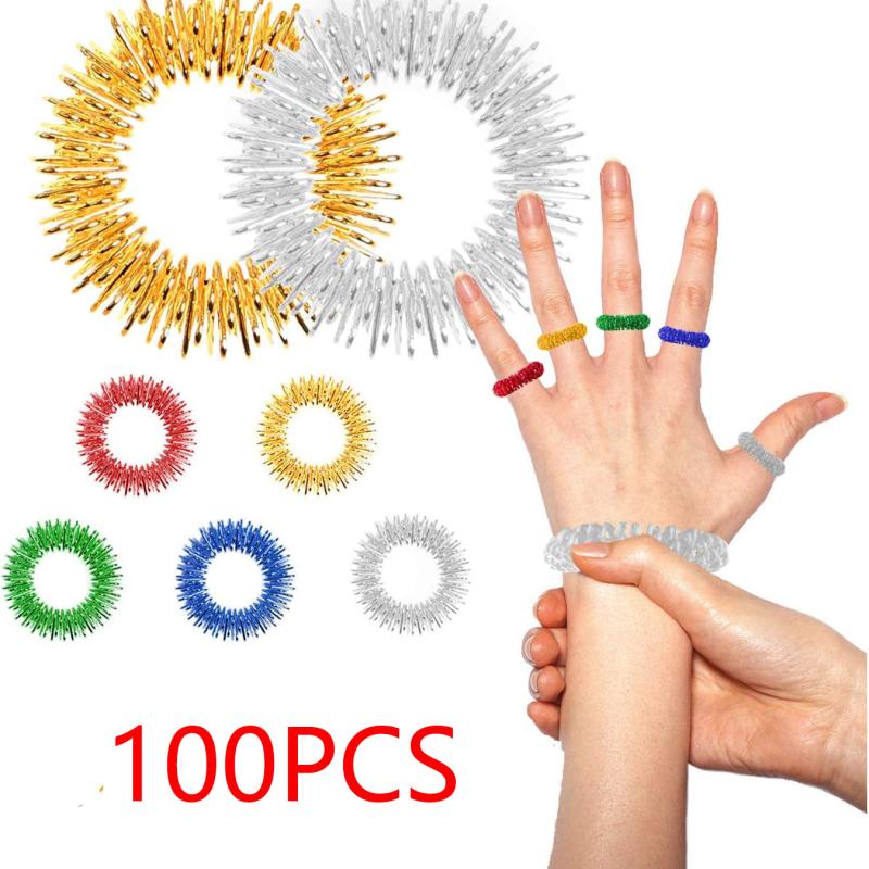Finger Acupressure Rings - Stress Reducer Massager Fidget Ring