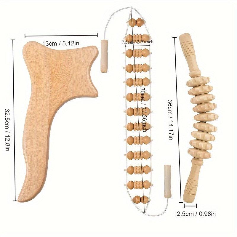 3pcs Wood Massage Tools Lymphatic Drainage Massager Body Sculpting Tool
