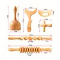 6pcs Wooden Massage Stick Set Gua Sha Massage Tool