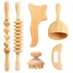 6pcs Wooden Massage Stick Set Gua Sha Massage Tool