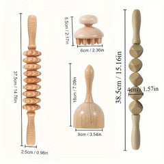 4pcs Wooden Therapy Massage Tools for Deep Muscle Tissue Massage