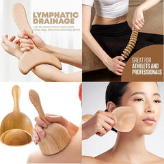 3pcs Wood Therapy Massage Tools 3 in 1 Lymphatic Drainage Massager