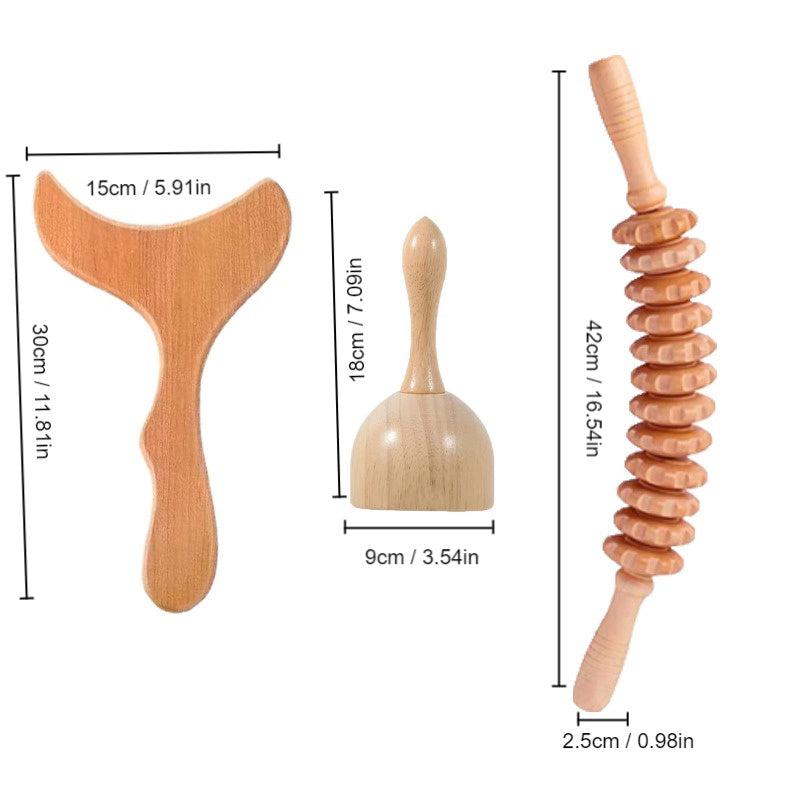 3pcs Wood Therapy Massage Tools 3 in 1 Lymphatic Drainage Massager