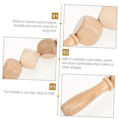 3pcs Wood Massage Tools Kit Handheld Trigger Point Stick Massager