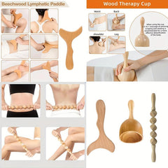 3pcs Wood Massage Tools Kit Handheld Trigger Point Stick Massager