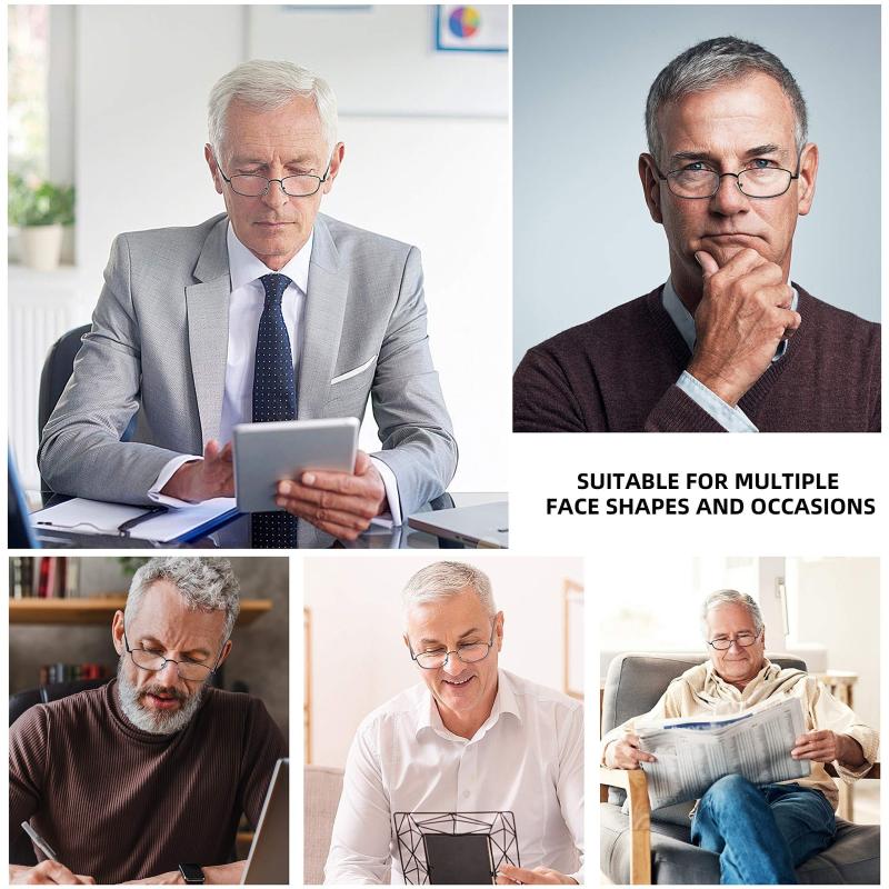 4Pack Lightweight Metal Frame Reading Glasses Classic Design for Men and Women