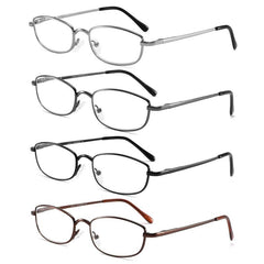 4Pack Lightweight Metal Frame Reading Glasses Classic Design for Men and Women