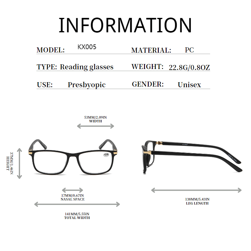 Square Frame Small Lens Nose Lens Reading Glasses