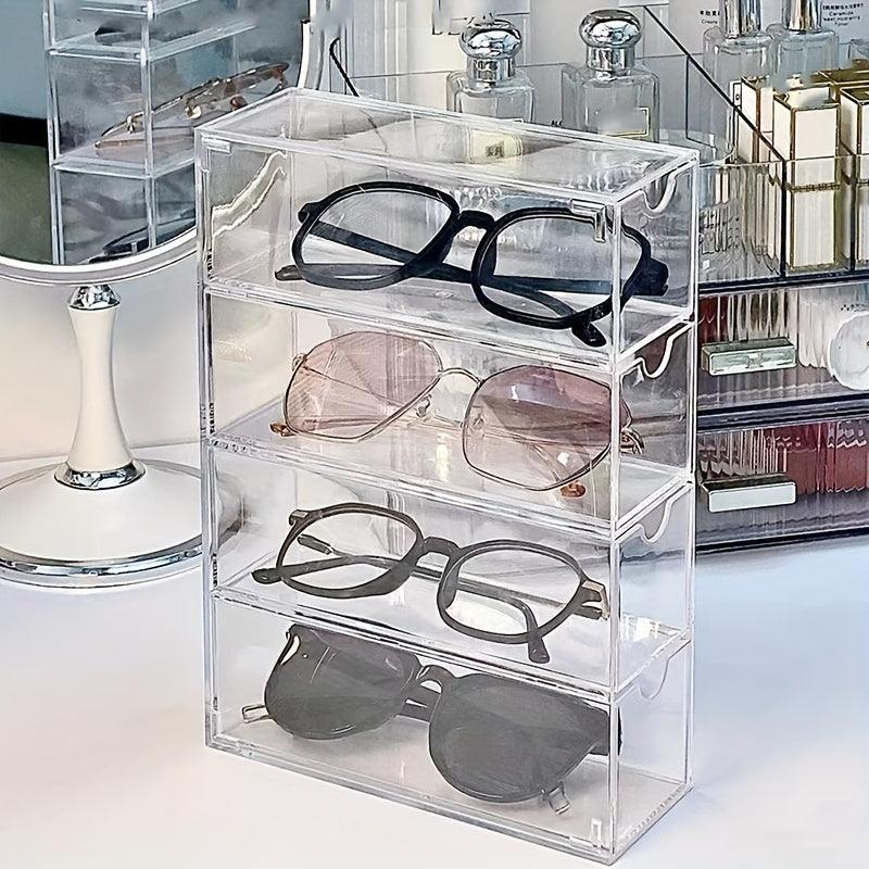 Transparent Glasses Case Drawer Dust-proof Box Lens Case