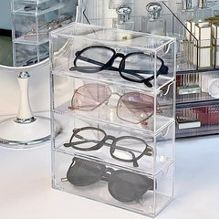 Transparent Glasses Case Drawer Dust-proof Box Lens Case