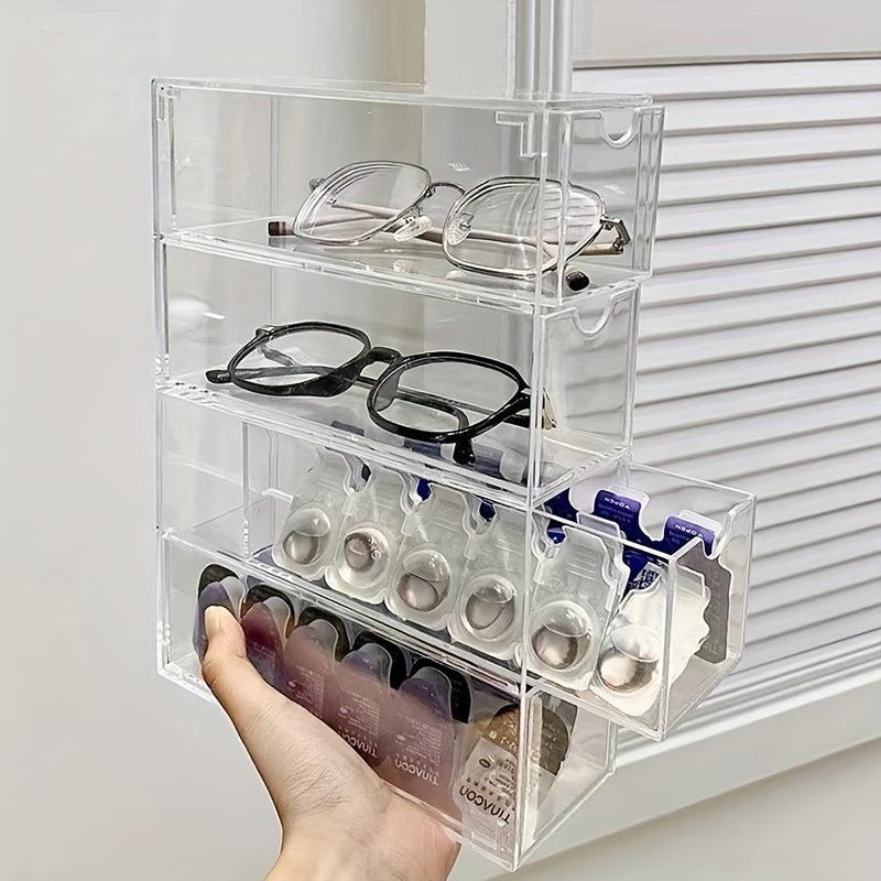 Transparent Glasses Case Drawer Dust-proof Box Lens Case
