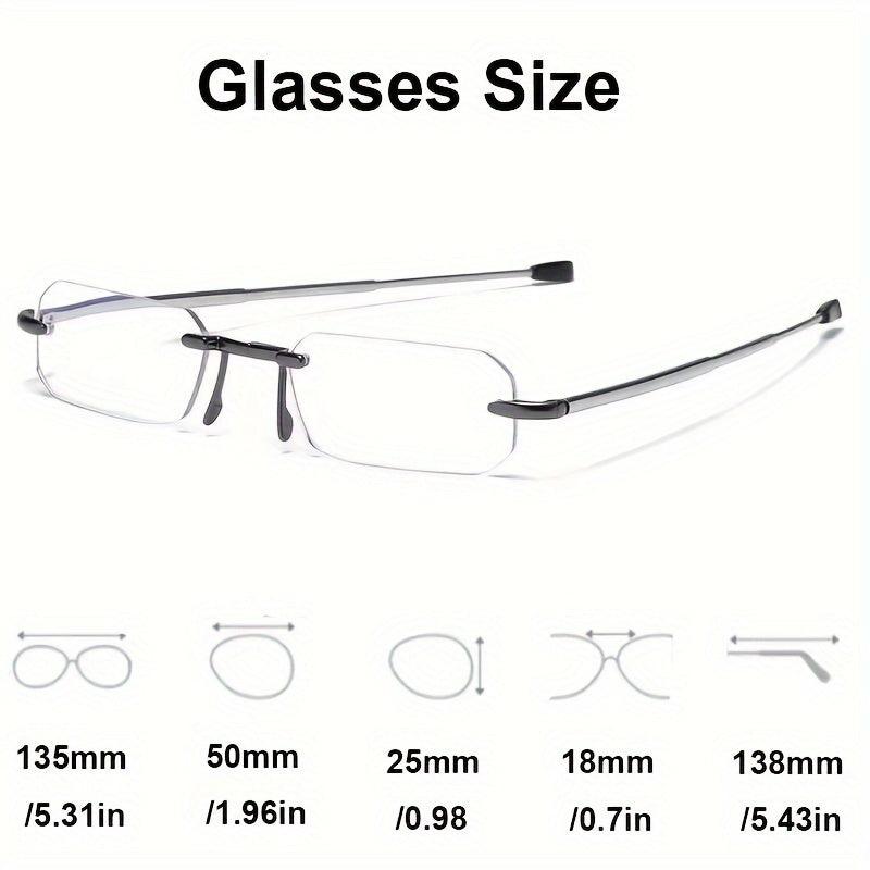 Portable Rimless Folding Reading Glasses Anti Light Ultra light Eyeglasses