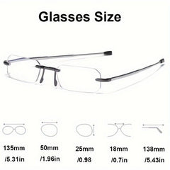Portable Rimless Folding Reading Glasses Anti Light Ultra light Eyeglasses